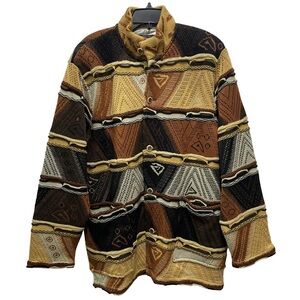 Rare Men’s Saxony 90s Coogi Style Cosby Sweater Blazer Jacket Sz XL Textured 3D